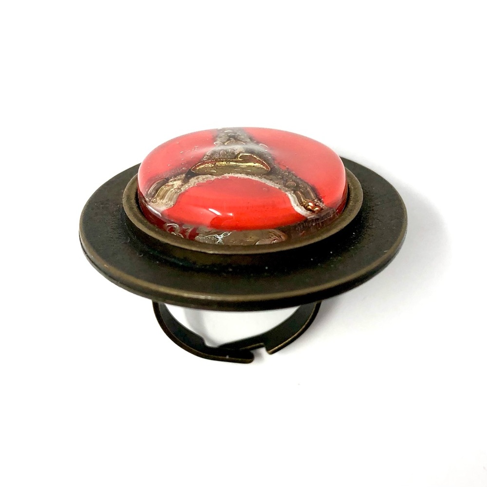 Handmade fused glass modernist ring by Cristalida - adjustable